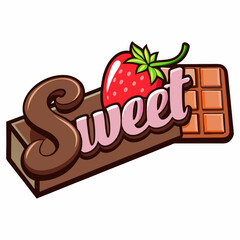 STICKER DESIGN OF 

 WITH CHOCOLATE BACKGROUND