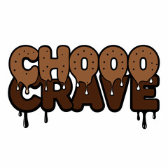 STICKER DESIGN OF CHOCO CRAVE WITH CHOCOLATE BACKGROUND