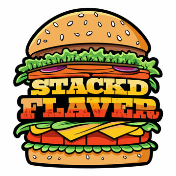 STICKER DESIGN OF STACKED FLAVER WITH CHOCOLATE BACKGROUND