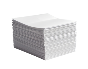 PNG of A stack of clean, blank sheets of paper arranged neatly on transparent background.