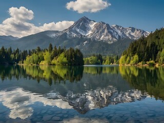 Majestic Mountain Reflecting in Serene Lake Waters