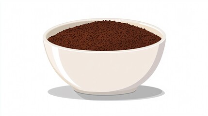 Ground Coffee in a Bowl Vector Isolated Illustration
