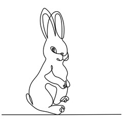 Rabbit icon continuous one line drawing  outline vector illustration 