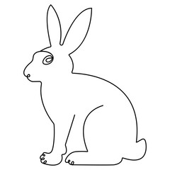 Rabbit icon continuous one line drawing  outline vector illustration 