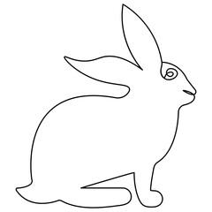 Rabbit icon continuous one line drawing  outline vector illustration 