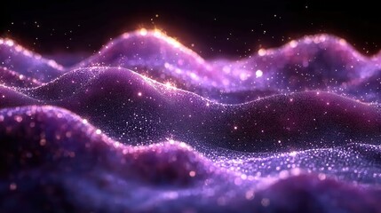 Mesmerizing Purple Waves with Sparkling Particles Background