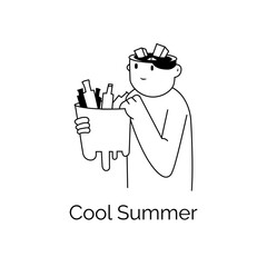 Illustration of boy enjoying drinks cool summer