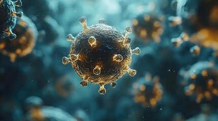 3D Illustration of a Virus with Spikes