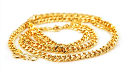 Elegant Gold Chain Pendant on White Background
