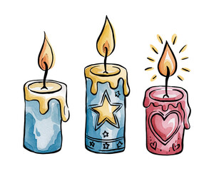 Colorful candle illustration capturing the warmth and charm of artistic design and creative expression in a cozy setting
