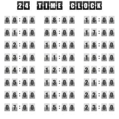24-Hour Time Clock Design - Digital Flip Style Vector