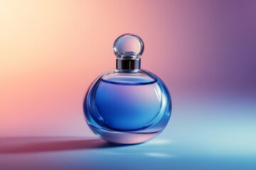 Elegant Blue Perfume Bottle Luxury Fragrance Cosmetic Product Still Life