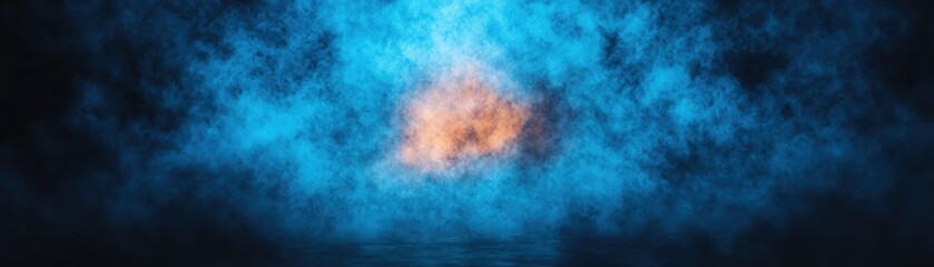 Obraz premium A mesmerizing blend of blue and orange smoke creates a captivating visual effect.