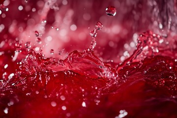 High-quality red background with flowing water drops
