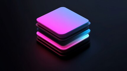 Stacked Neon Squares Abstract Design