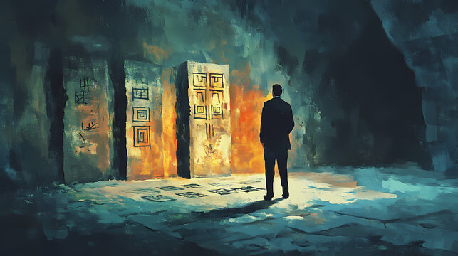 businessman in cryptic underground