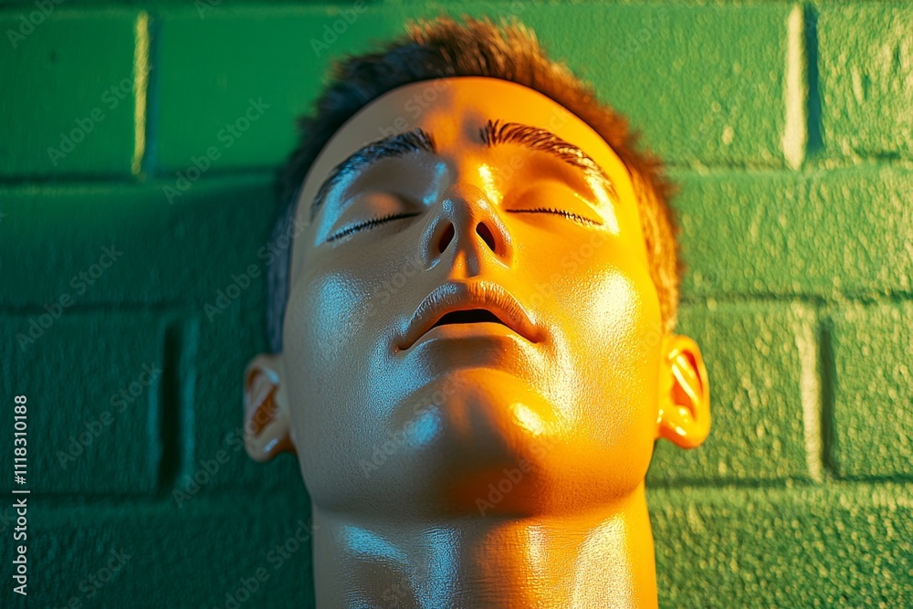 Poster a magical cpr mannequin glowing with enchanted light, used in a whimsical training session set in a 