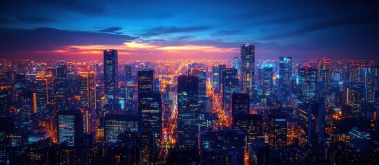 Obraz premium Nightfall over the Cityscape