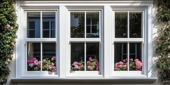 White Windows With Flowers