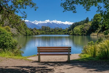 Obraz premium bench in the lake circle