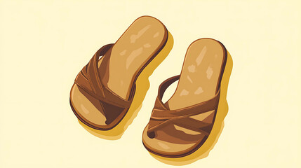 Summer Sandals Illustration on a Yellow Background &ndash; Bright and Casual Footwear Desig