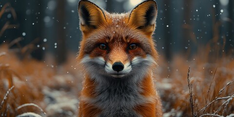 Fototapeta premium A Red Fox in a Winter Wonderland