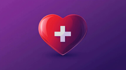 Obraz premium Red Heart with White Details on a Purple Background – Love and Elegance Illustration
