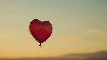 Fototapeta premium Orange Heart-shaped Balloon – Festive and Joyful Design