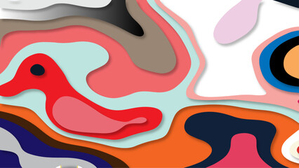 Abstract colorful 3d papercut background vector. Soft color designable papercut background.