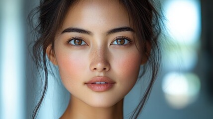 Naklejka premium Portrait of a Young Woman with Brown Eyes