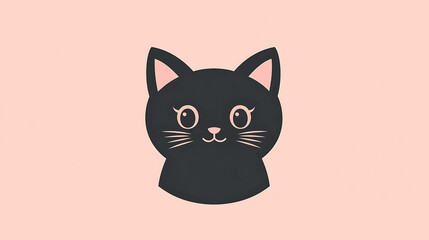 Black Cat Illustration on a Pink Background &ndash; Mysterious and Charming Design