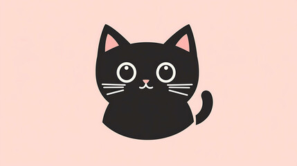 Black Cat Illustration on a Pink Background &ndash; Mysterious and Charming Design