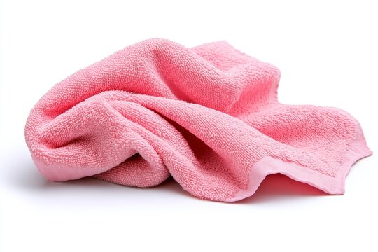 A soft and clean microfiber cloth in a bright pink color, captured against a white background, ideal for highlighting its efficiency and texture