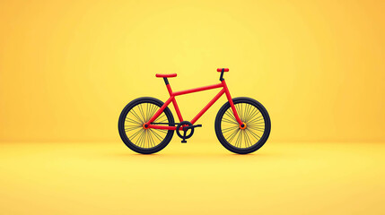 Fototapeta premium Red Bicycle Illustration on a Yellow Background – Vibrant and Playful Design