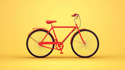 Fototapeta premium Red Bicycle Illustration on a Yellow Background – Fun and Vibrant Design
