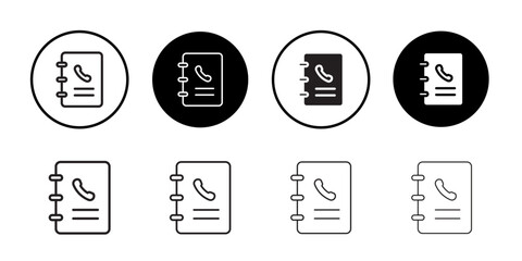 Contact book icon Line Art Logo set