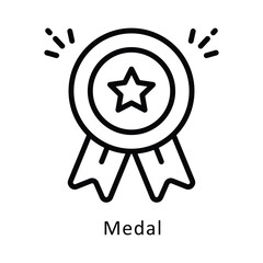 Medal Vector Outline Icon. Eps 10 File