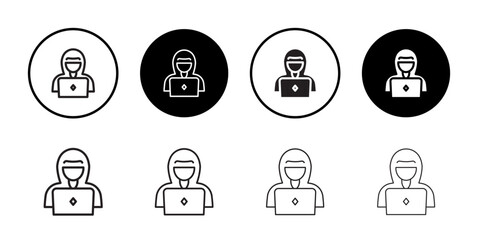 Hacker icon Line Art Logo set