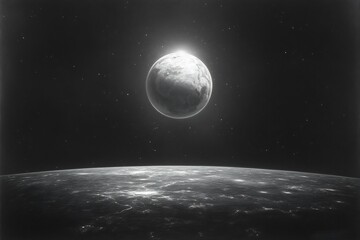 Artistic pencil drawing of earth space capturing its beauty and fragility leaving space for themes about climate change and conservation