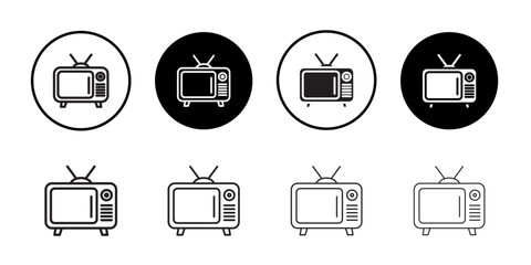 Old television icon Line Art Logo set