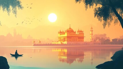 Golden Temple Sunrise Serenity: A Peaceful Dawn at Amritsar's Sacred Gurdwara