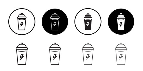 Protein shake icon Line Art Logo set