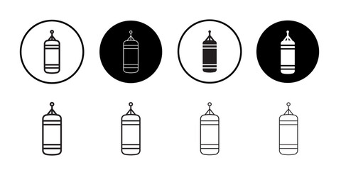 Punching bag icon Line Art Logo set