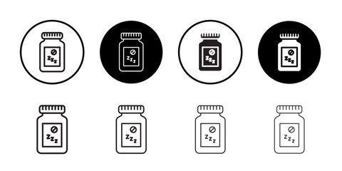 Sleeping pills icon Line Art Logo set
