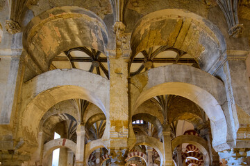 First and primitive part of Mosque of Abd al-Rahman I  arranged into a system of superimposed arches. Mosque-Cathedral of Cordoba.