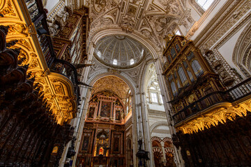Main Chapel and Transept seen from  the Choir stalls of Mosque-Cathedral of Cordoba.