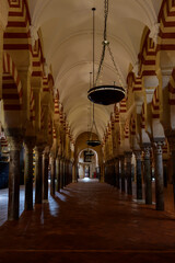 Third extension part of Mosque under Almansur,  with naves perpendicular to the qibla wall  arranged into a system of superimposed arches. Mosque-Cathedral of Cordoba.
