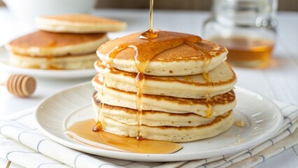 stack of pancakes with syrup