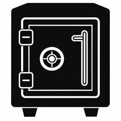Black Silhouette Safe Deposit Icon Vector Illustration