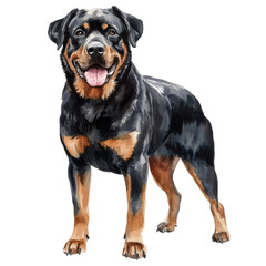Obraz premium Rottweiler full body watercolor isolated transparent background